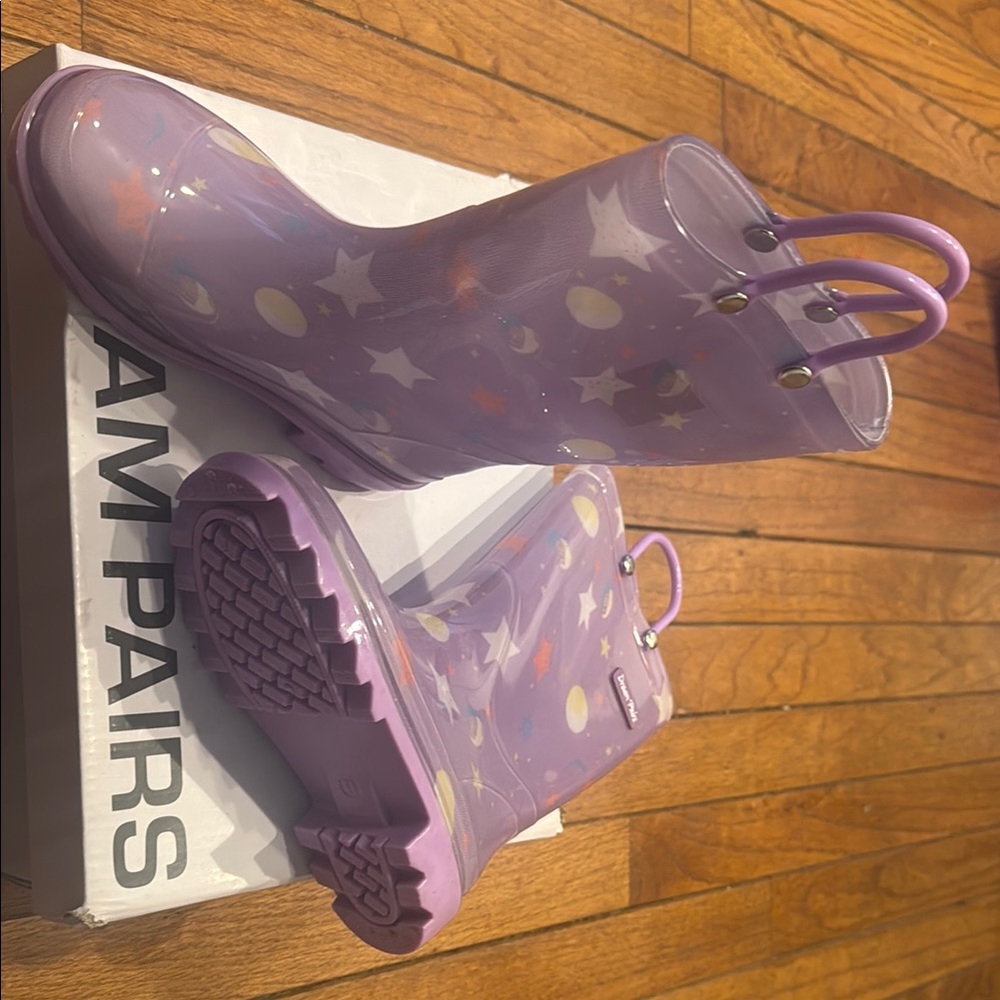 Dream Pairs Purple Star & Moon Girls' Rain Boots